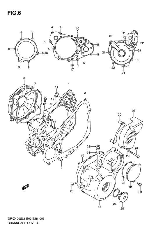 DR-Z400 Crankcase cover ass`y  (v