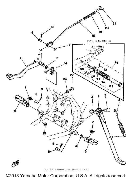 Stand footrest brake pedal