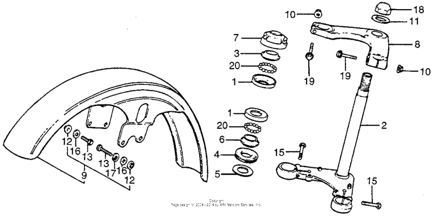 MT125 Steering stem + front fender