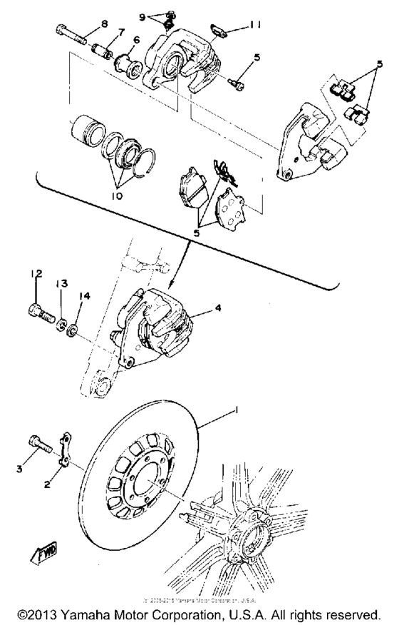 XS400D Front disc brake caliper