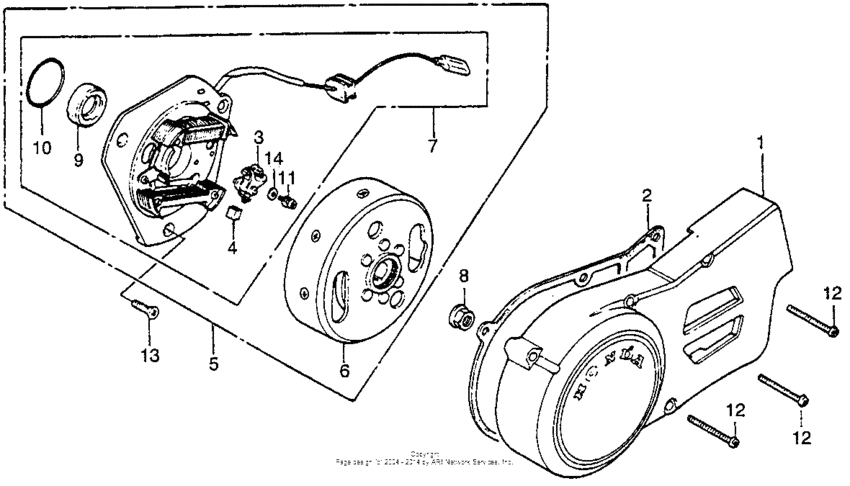 Left crankcase cover + alternator
