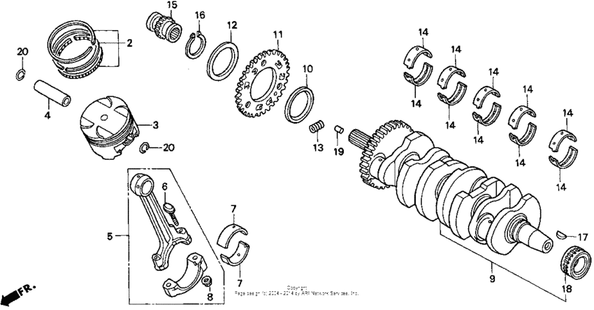 Crankshaft + piston + rings