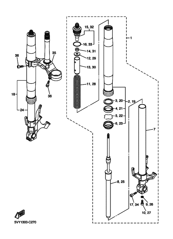 Front fork assy(ur silv
