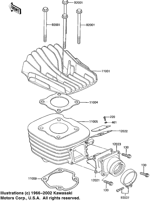 KX60 Cylinder head / cylinder / reed valve