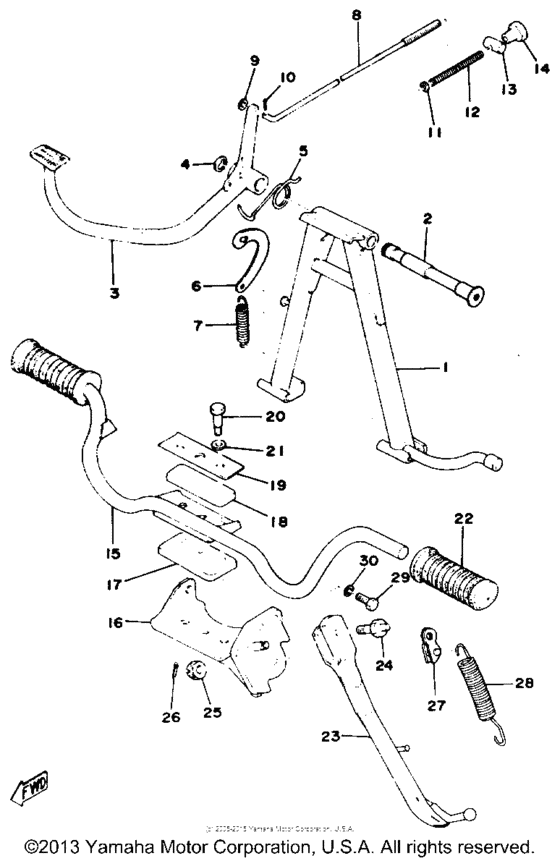 Stand footrest brake pedal
