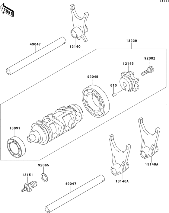 ZX600 Валы и вилки переключения передач