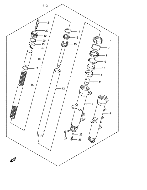 DL650 Передняя вилка