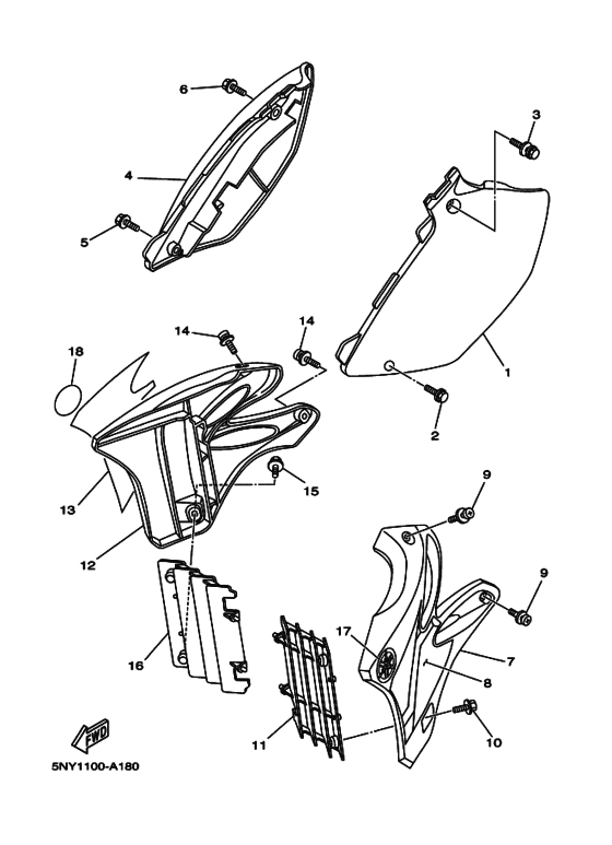 YZ125 YZ125P Боковая крышка