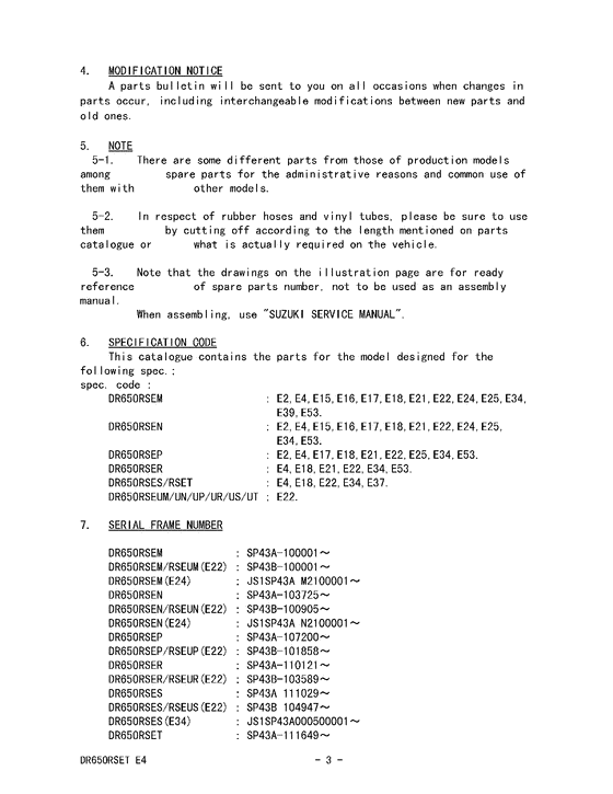 DR650 Catalog preface