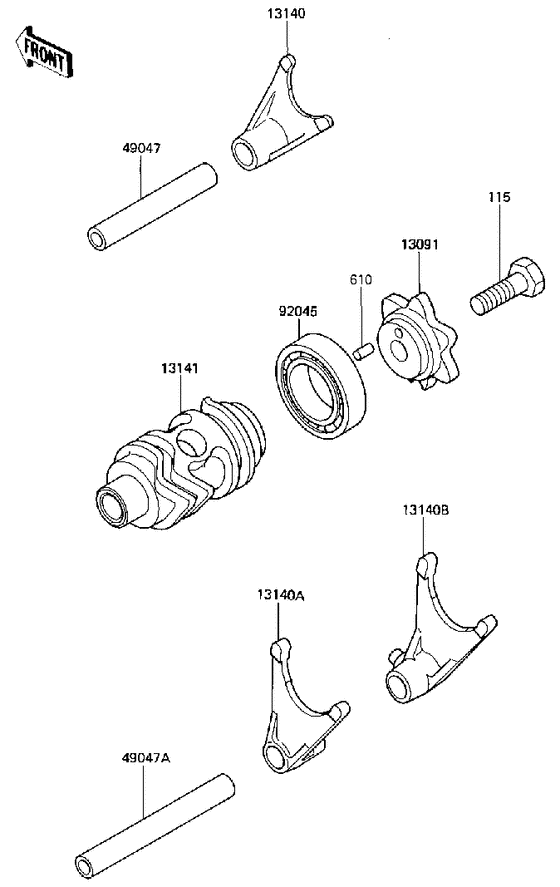  Gear change drum & forks