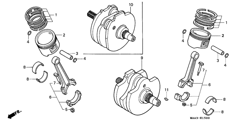 VT1100C2 Crankshaft / piston