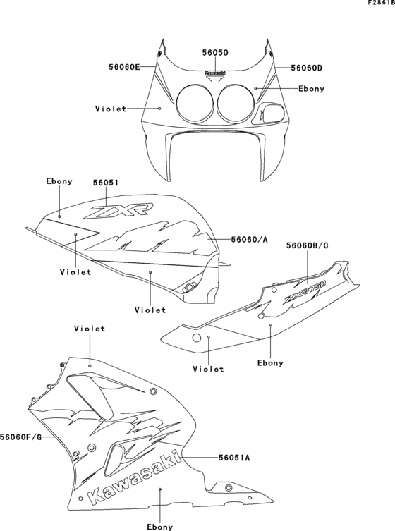 ZX750 Decals(ebony / violet)(zx750-l2)