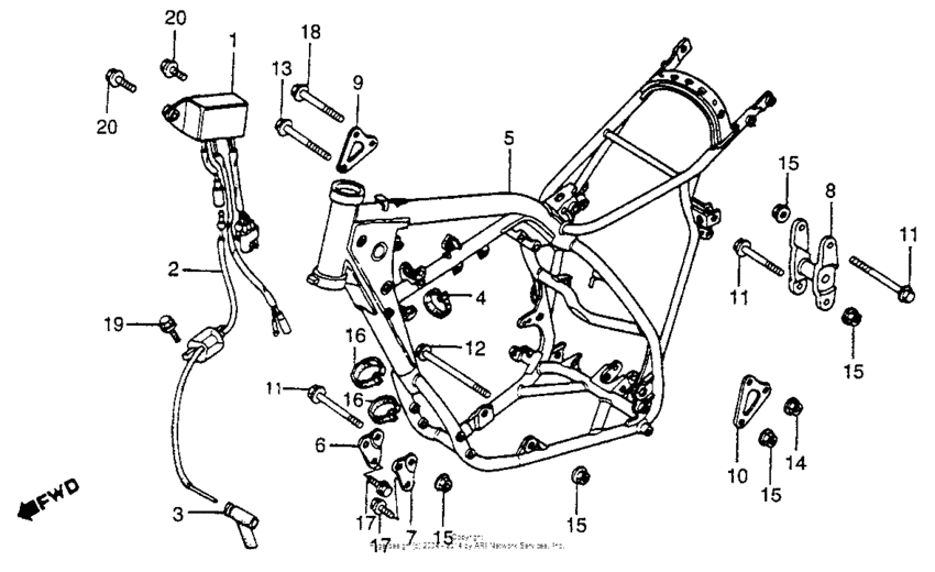 Frame + ignition coil + c.d.i. unit 82