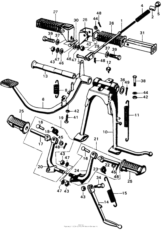 Brake pedal + main stand + step