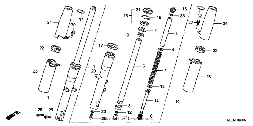 VT750CA Передняя вилка