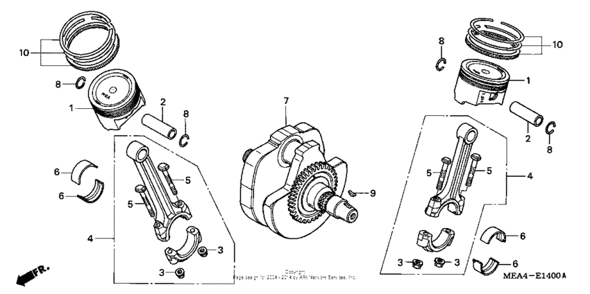 VTX1300S Коленчатый вал и поршни