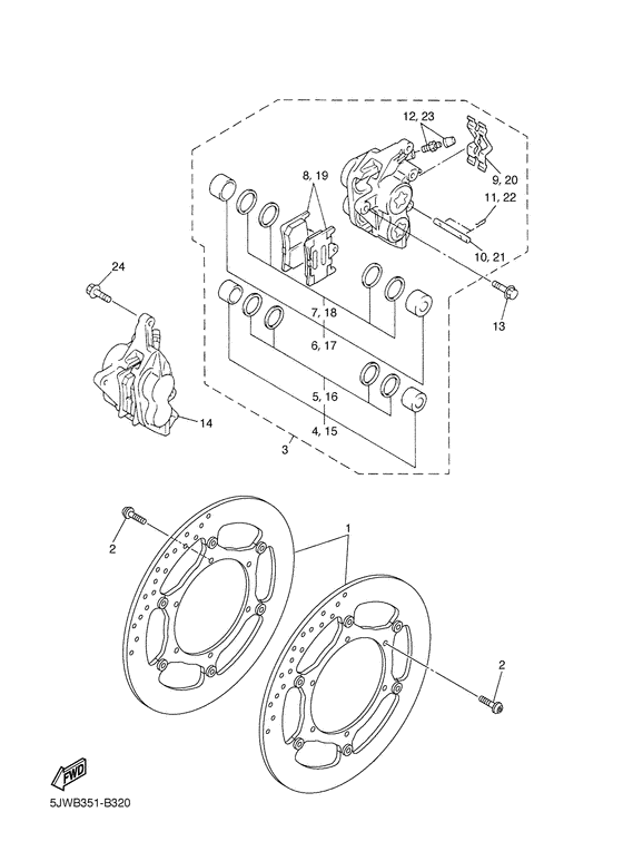 FJR1300A Передний суппорт