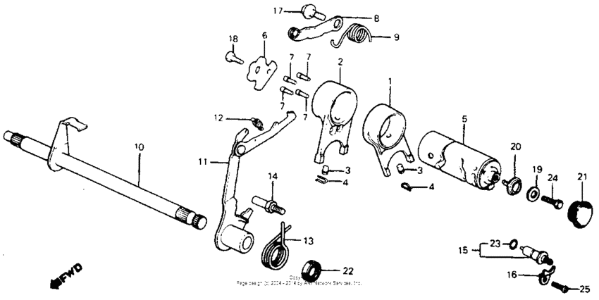 Shift drum + shift fork