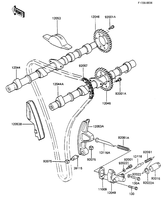 Camshafts/chain/tensioner