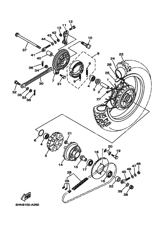 Rear wheel complete assy