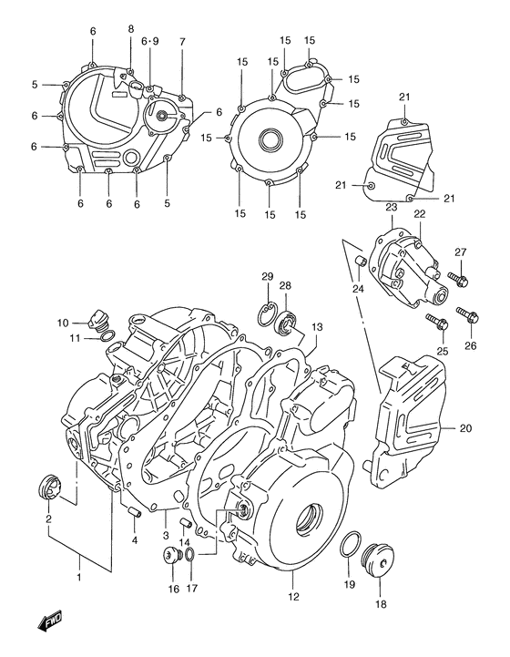 XF650 Crankcase cover ass`y  (v