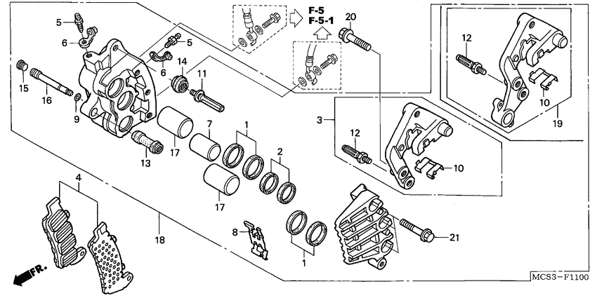 R. front brake caliper