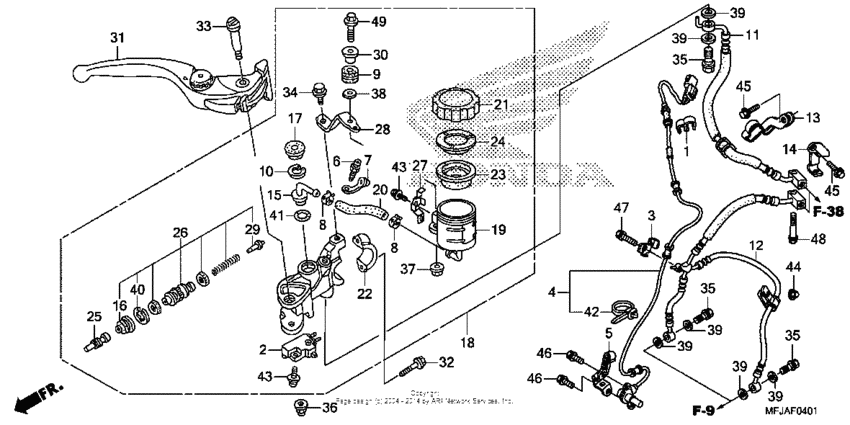 Front brake master cylinder (cbr600ra)
