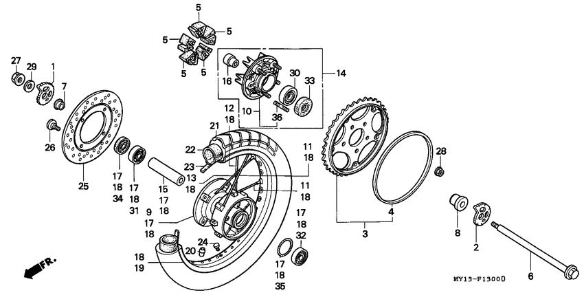 Rear wheel complete assy
