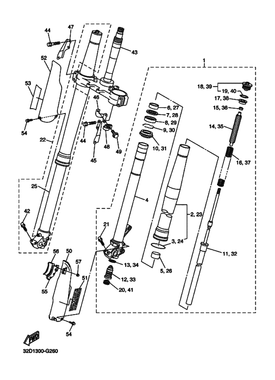 WR250R Вилка передней оси