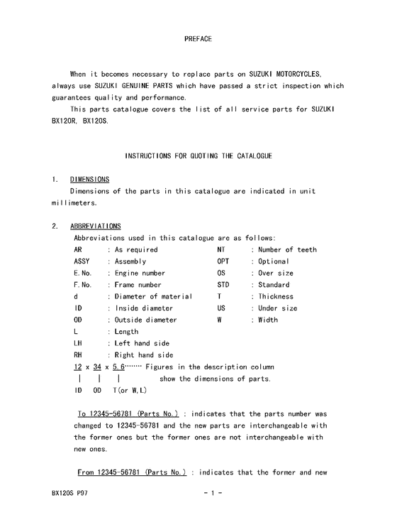 BX120 Catalog preface