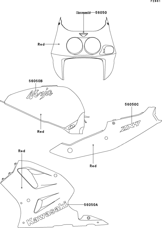 ZX750 Decals(red)(zx750-l1)