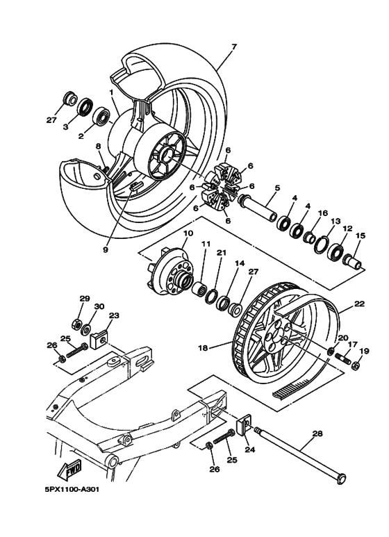 Rear wheel complete assy