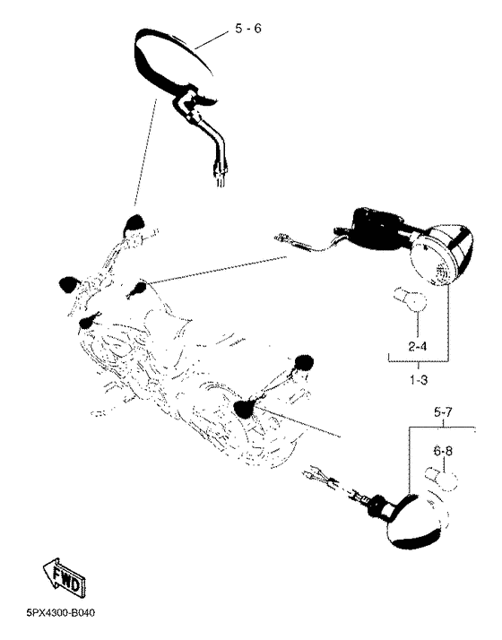 XV17PCS R.view mirror / flasher lights