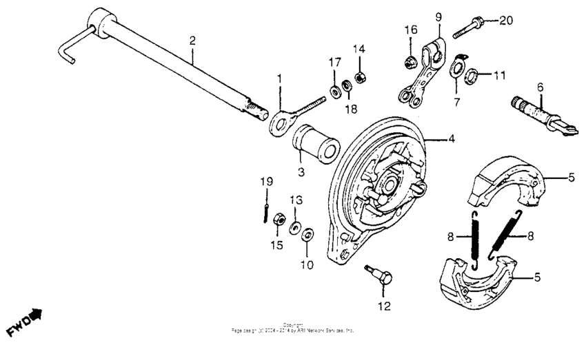 XR185 Задний тормоз