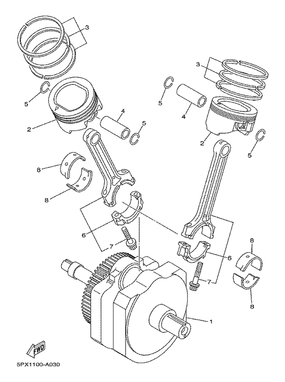 XV17PCRC Коленчатый вал и поршни