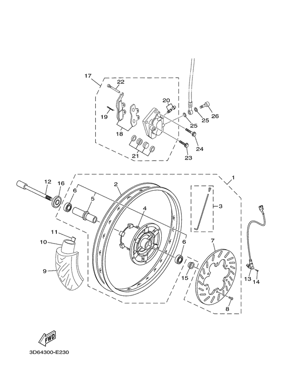 Front wheel & brake system