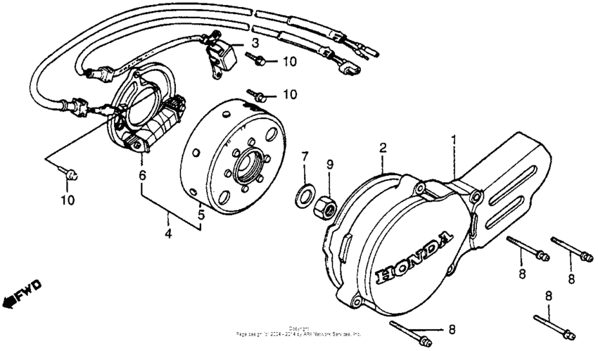 Left crankcase cover + alternator