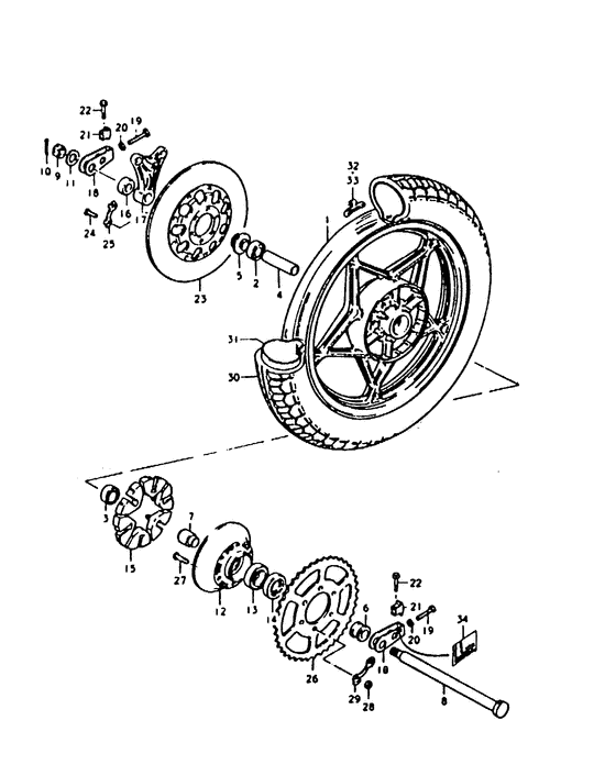 Rear wheel complete assy
