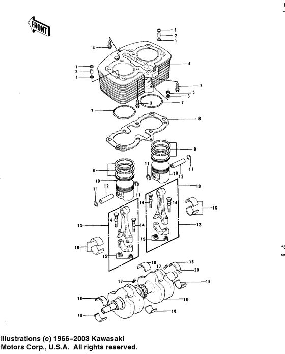 Cylinder/pistons/crankshaft