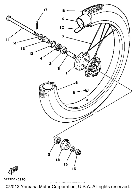 XT350AC (CA ED.) Переднее колесо