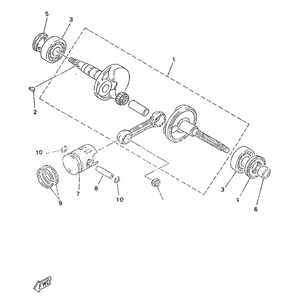 YA50R Коленчатый вал и поршни