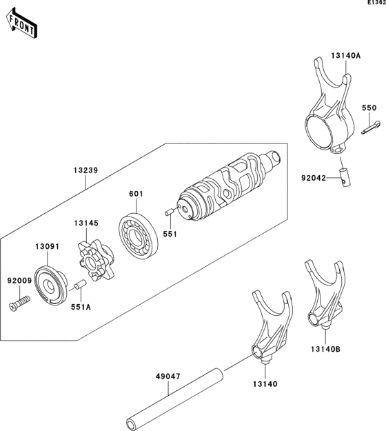 VN1500 Валы и вилки переключения передач