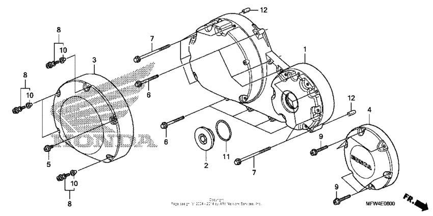 VT1300CS (ABS) Крышка картера правая