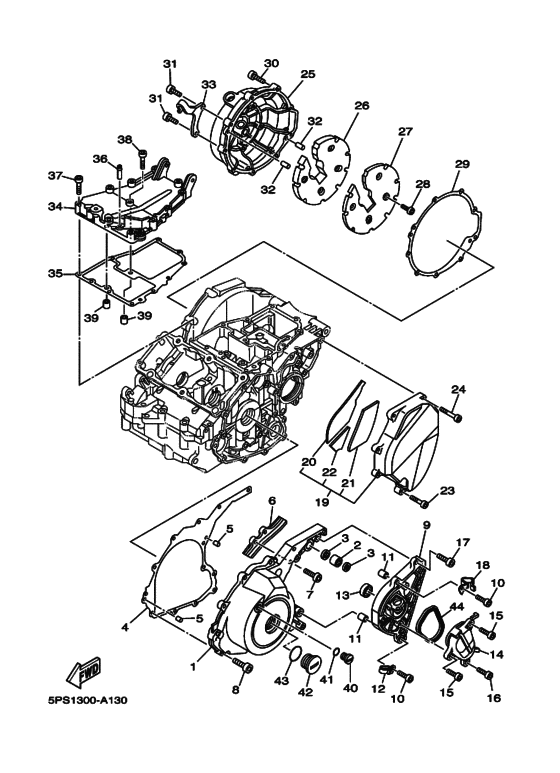 TDM900 Crankcase cover ass`y  (v