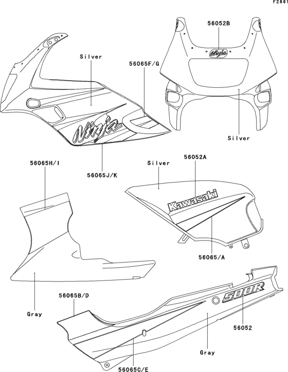 EX500 Decals(silver)(d10)