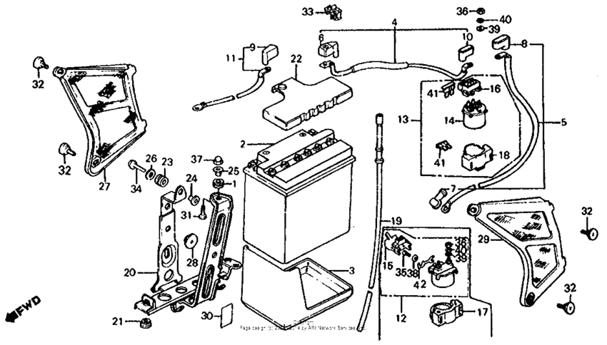 Battery + left side cover + starter switch