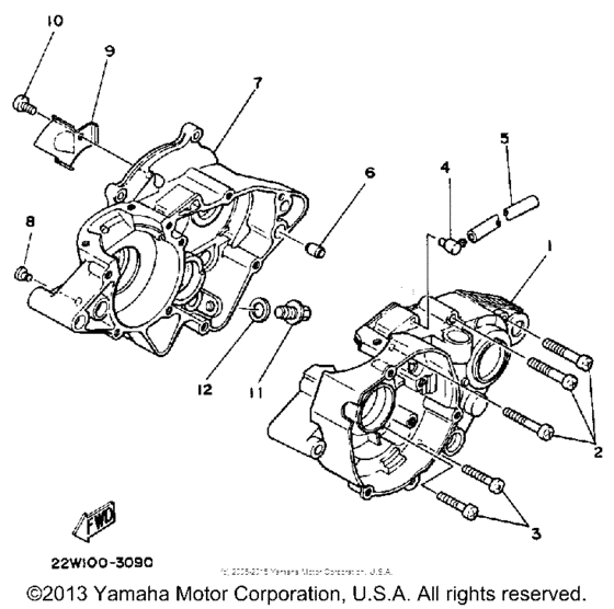 YZ80U Картер двигателя