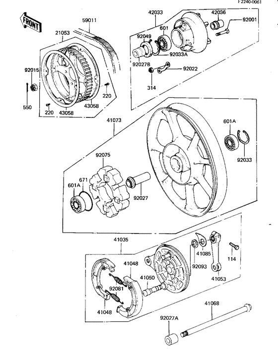 Rear wheel/hub/brake/belt