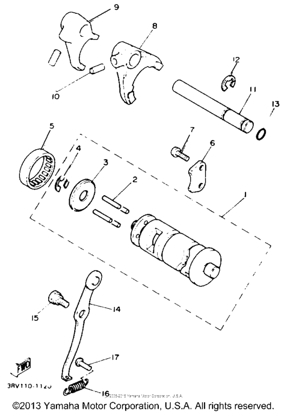 PW80F Shift cam - fork