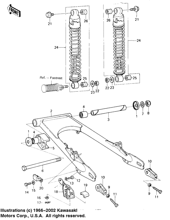 Swing arm/shock absorbers